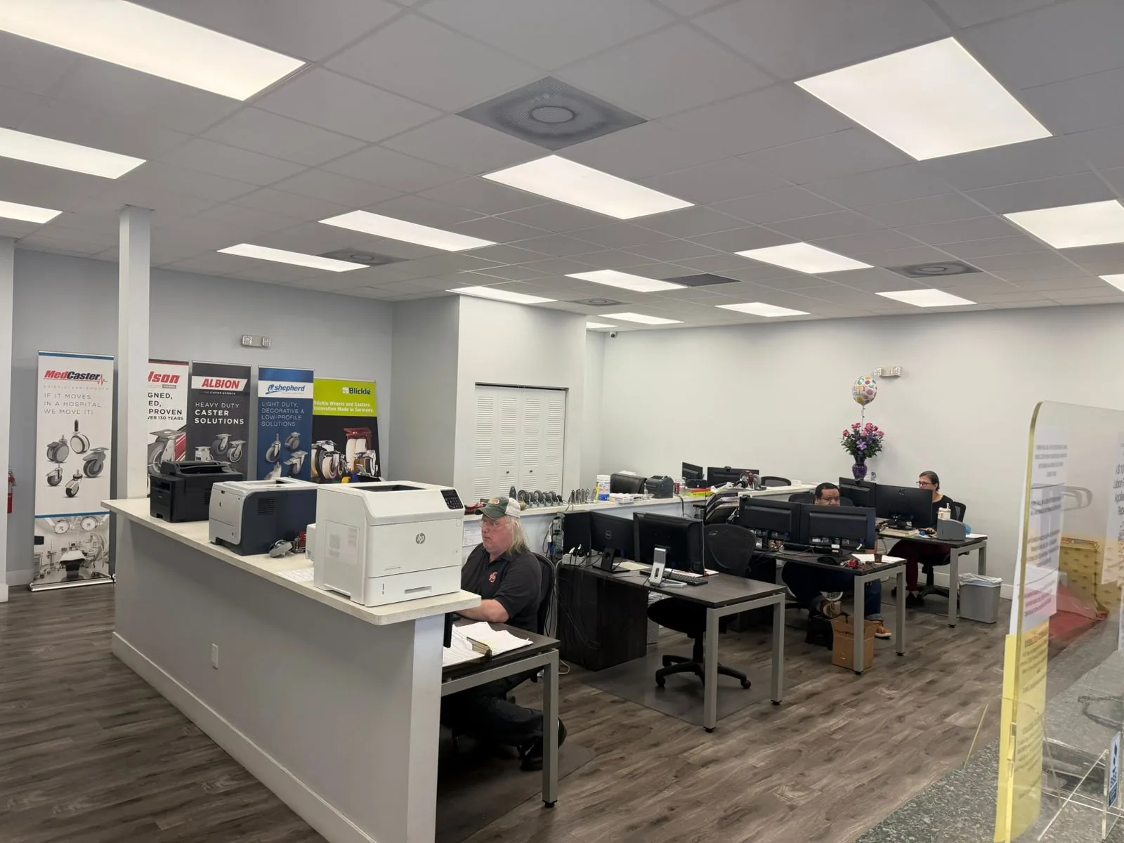 Douglas Equipment Miami showroom and sales office — on-staff specialists answer the phone in under 12 seconds